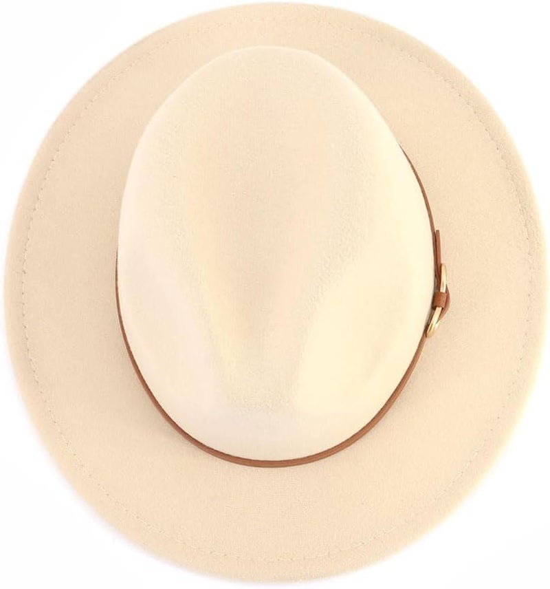 CCAKXCJJ Fedora Hats for Men Women Felt Jazz Hat Wide Brim Panama Hat with Belt Buckle - Image 5